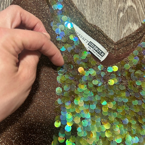 vintage Y2K necessary objects, sequin sparkly tank - Picture 3 of 6
